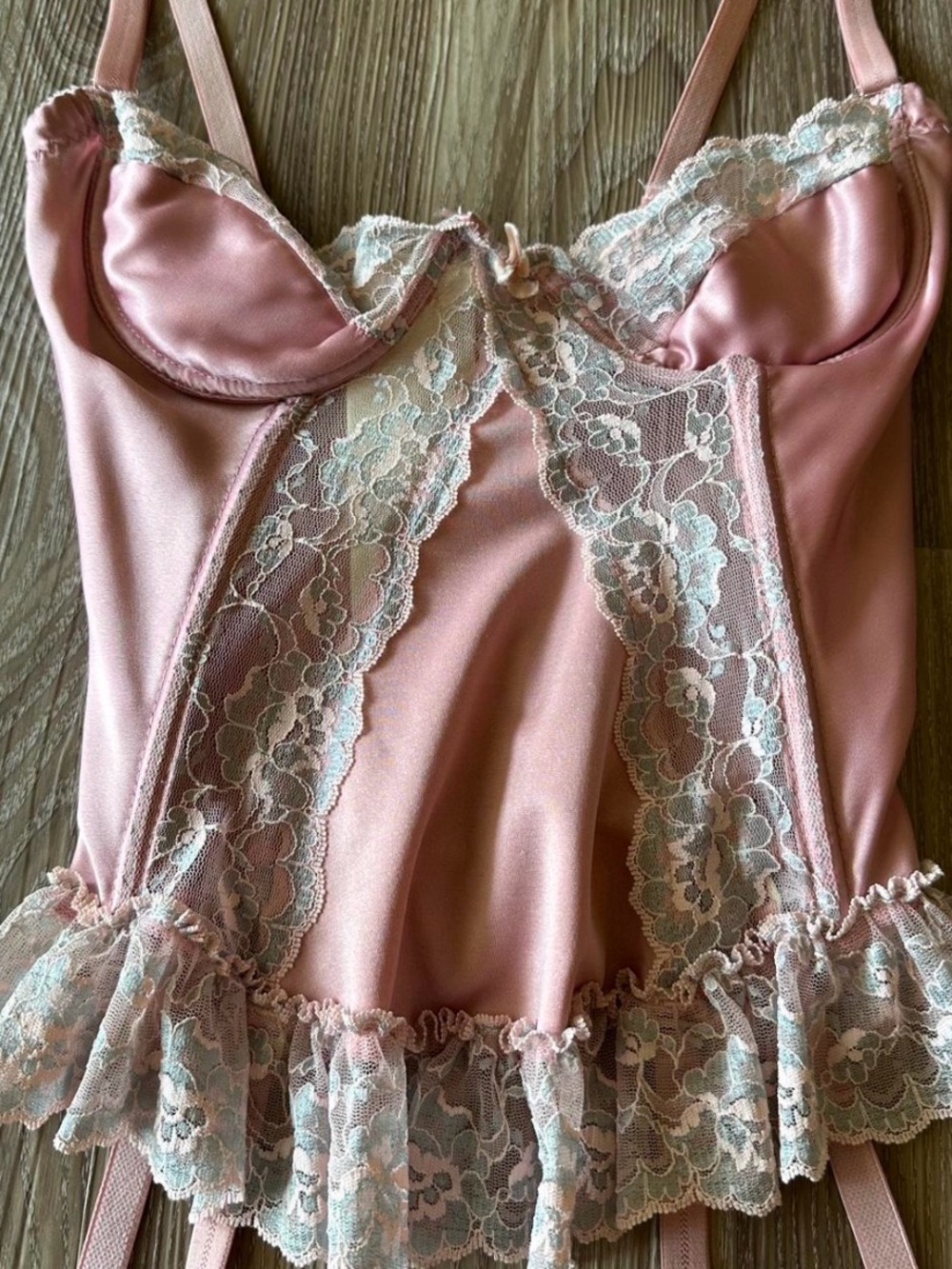 Vintage pink lace corset top